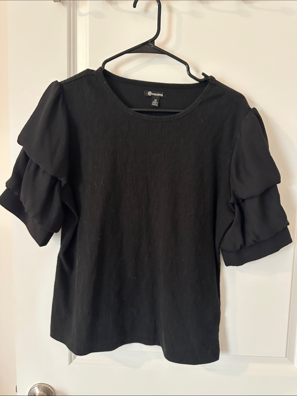 Versona Black Ruffle Sleeve Blouse